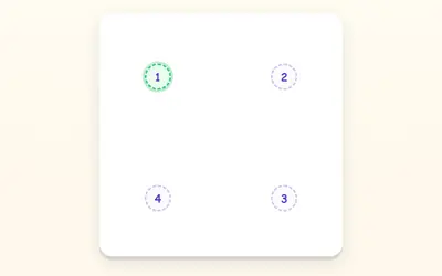 Four numbered dots, 1 to 4, to tap in order.
