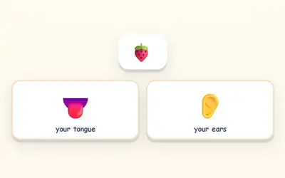 A strawberry, and two answers: your tongue and your ears.