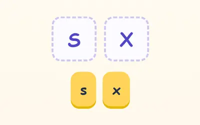Big letters S and X, with a small s and x to drag onto them.