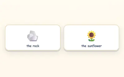 Two cards: the rock and the sunflower.