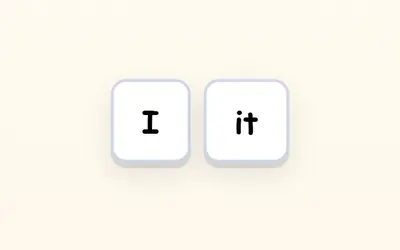 Two word cards: I and it.