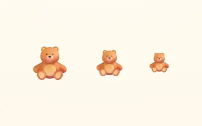 Three teddy bears: big, middle-sized and small.